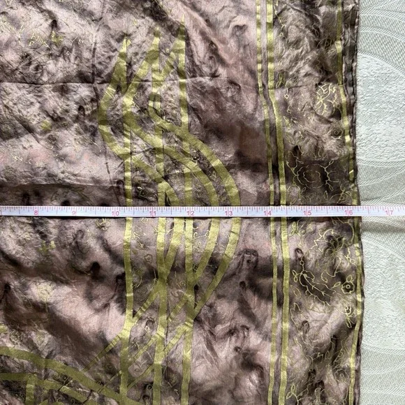 Turkish Silk Pashmina Scarf Wrap Brown Gold Shawl Elegant Soft Lightweight Gift - Picture 3 of 5